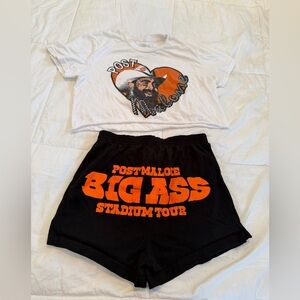 Post Malone White and Black Tour T-Shirt and Shorts Set